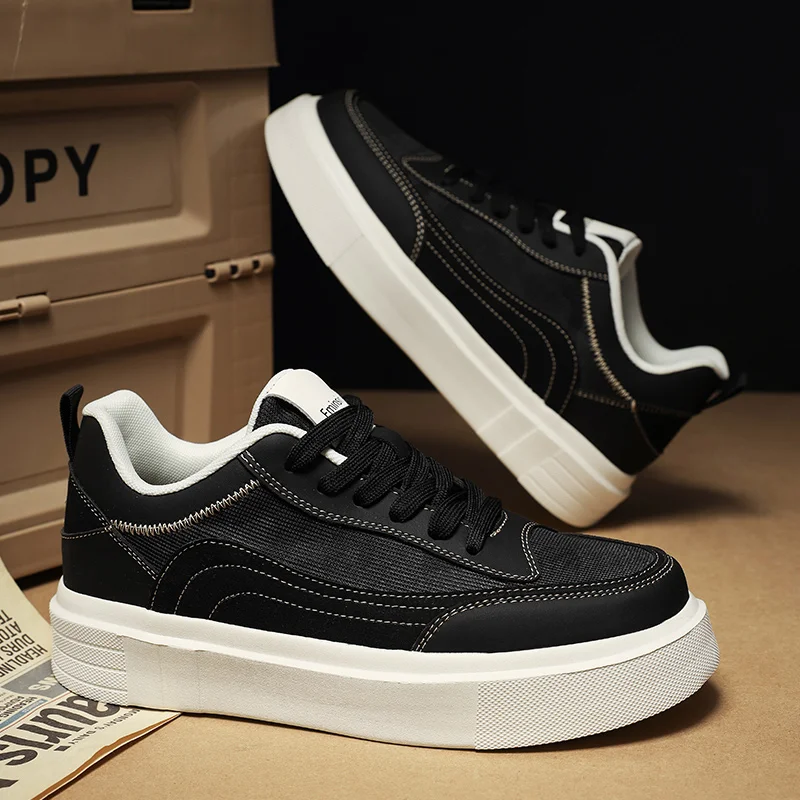 

Мужская повседневная обувь на толстой подошве, весенняя дышащая нескользящая удобная уличная прогулочная обувь на мягкой подошве, модная легкая спортивная обувь для доски