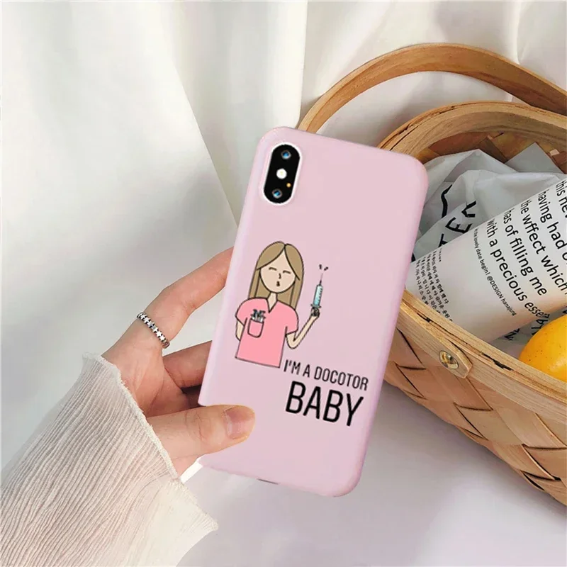 Cartoon Medicine Doctor Nurse Phone Cases for Iphone 11 13 14 15 Pro XS MAX XR X 7 12 8 Plus SE2 Candy Soft Silicone Cover Funda