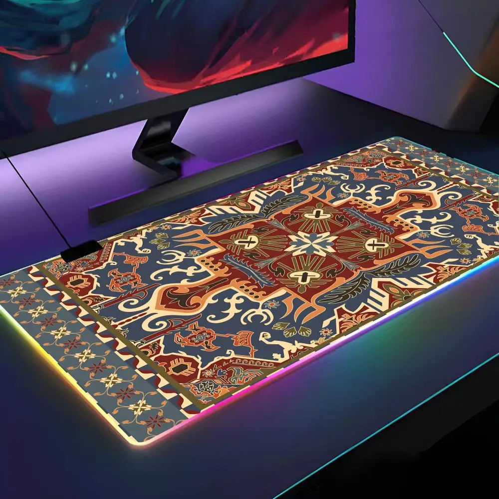 

Коврик для мыши с персидским ковром, коврик для мыши с RGB подсветкой, коврик для мыши для ноутбука, геймера, компьютерный стол, игровые аксессуары