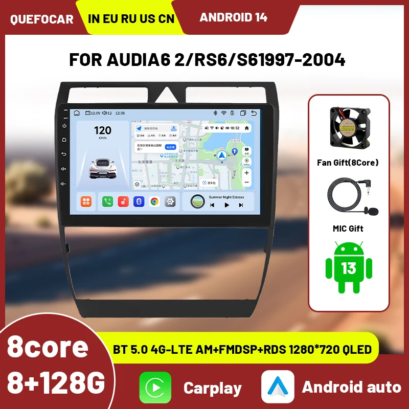 

Smart Screen 2DIN Android Car Audio Multimedia Video Player For Audi A6 C5 1997-2004 S6 RS6 GPS Car System Automatic RDS
