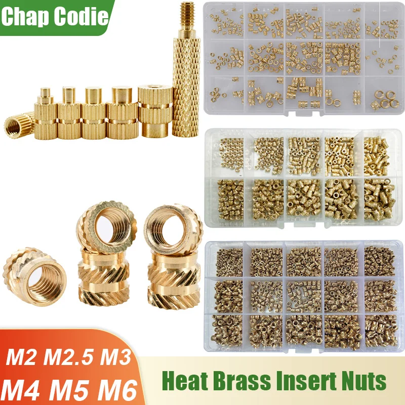 Heat Set Brass Insert Nut M2 M2.5 M3 M4 M5 M6 Hot Melt Twilled Knurled Embed Injection Insertion Nut Soldering Tip Kit 3D Print