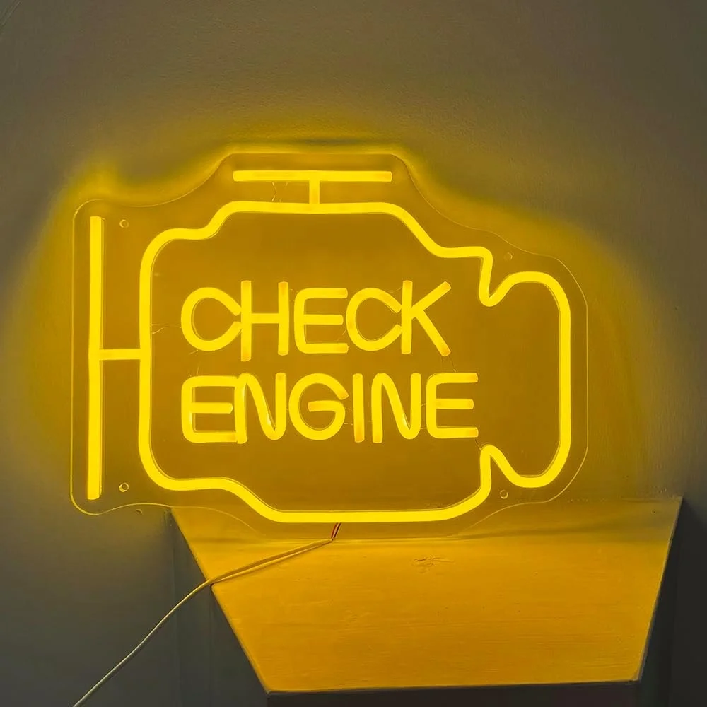 

Check Engine Neon Signs LED Garage Neon Sign USB Powered Neon Light for Garage Workshop Man Cave Auto Repair Shop Wall Decor