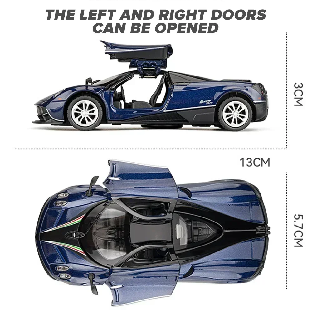 1:36 Pagani Huayra Dinastia Supercar Legering Diecast Model Auto Geluid en Licht Trek kinderen Speelgoed Collectibles verjaardagscadeau