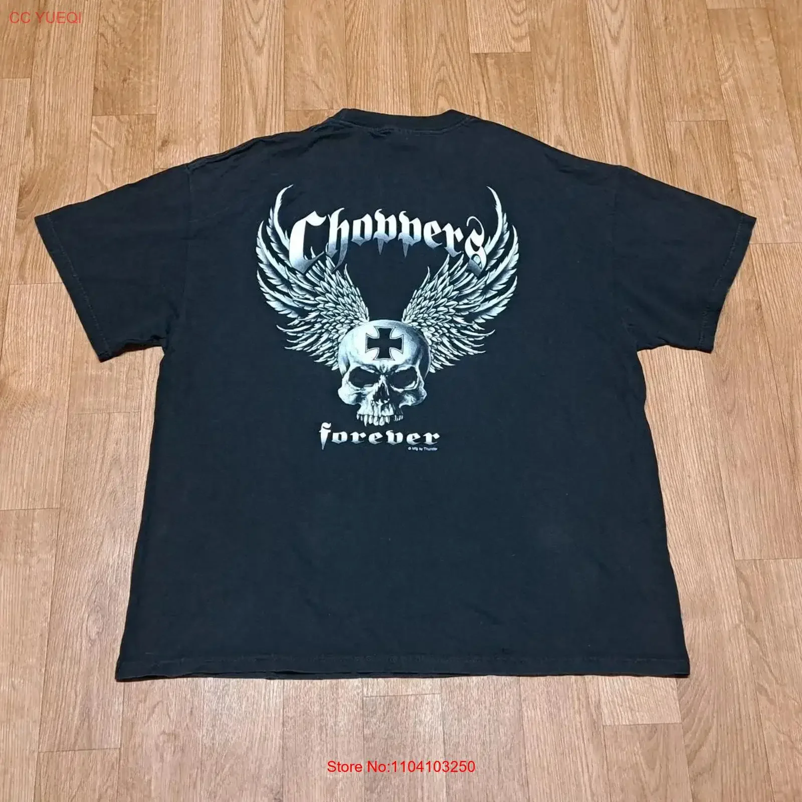 Black Choppers Forever T Shirt Skull Size XL vintage Washed Versatile Soft Casual Top For Everyday Wear Slightly Unisex graphic