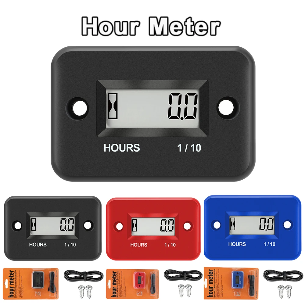 Motorcycle Parts Gauges Engine Timer Working Hour Meter Waterproof Lcd Display Digital Time Gause for Atv Boat Moto instruments