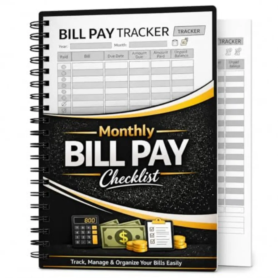 Bill Payment Tracker Notebook, Monthly Bill Organizer with Annual Overview, Subscription and Auto Pay Tracker, Black Spiral Bud