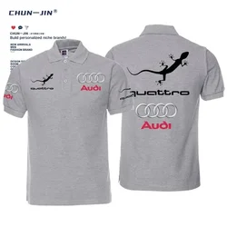 2024 New summer all-match business Polo per A-AudiS risvolto A maniche corte uomo e donna puro cotone casual sciolto top