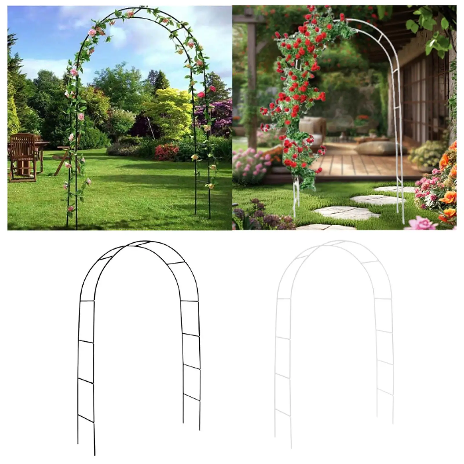 DIY Metal Garden Arch Trellis Balloon Arch Stand 94.4x55x15inch Multifunctional Flowers Frame Support for Ceremony