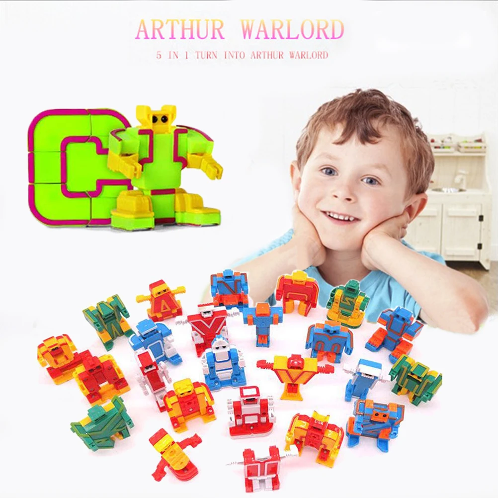 26pcs English Letters Robot Deformation Alphabet Transformations Puzzle Assembled Birthday Gifts Kids Educational Toys