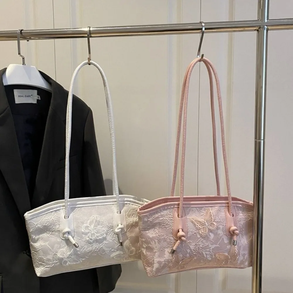 

Luxury Y2k Butterfly Tote Bag Commute Large Capacity Shoulder Bag Jacquard Embroidery Pu Leather Handbag Outdoor