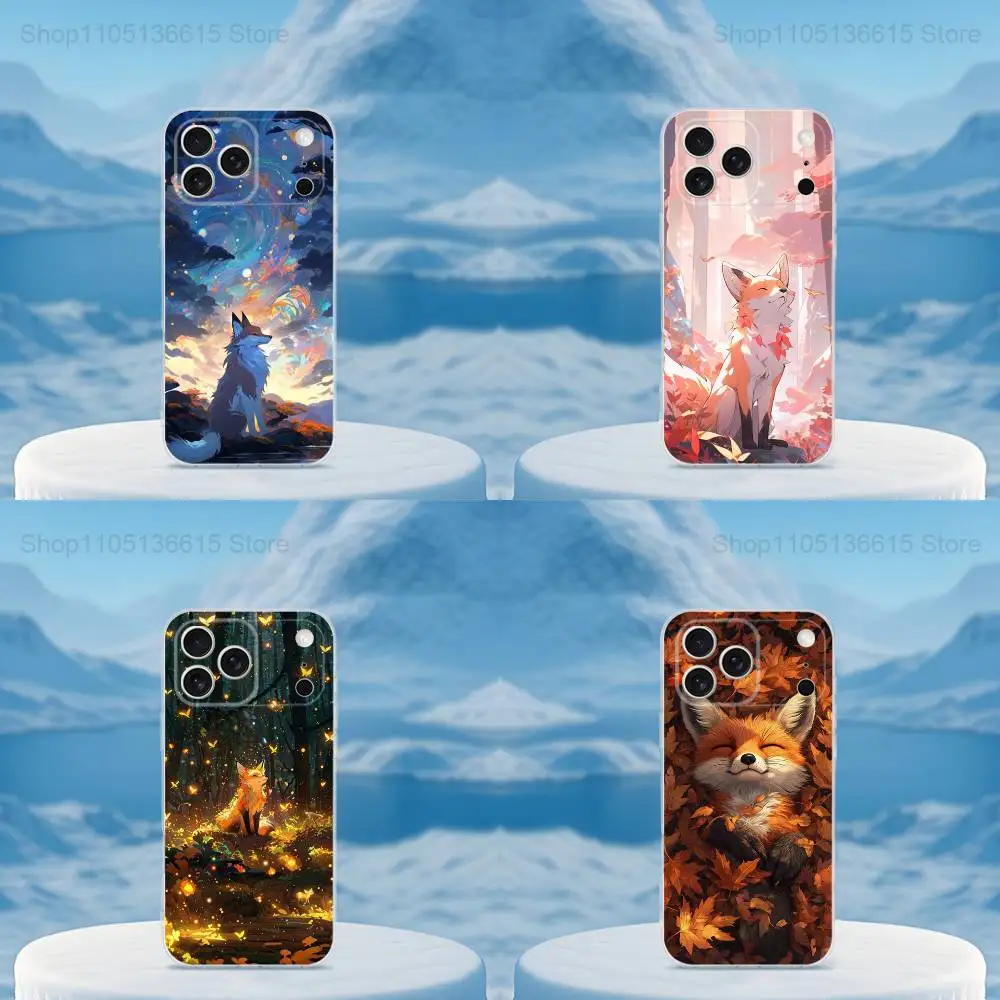 

Cute Art Fox Cartoon Phone Case For iPhone 16,15,14,13,12,11,17 Pro,Max,Plus,X,XS,XR,SE,Air Mini Transparent Soft Cover