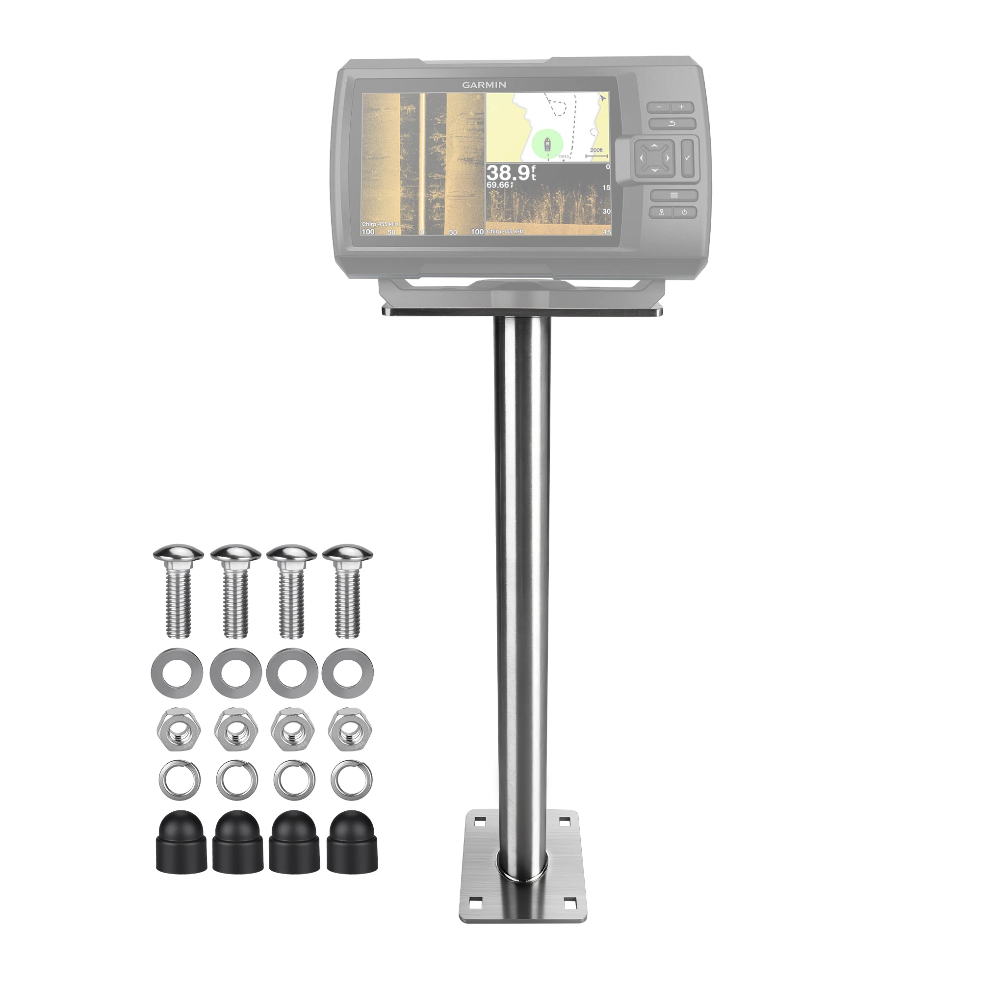 

17,72-дюймовый удлинительный кронштейн для эхолота, нержавеющая сталь 304, совместим с эхолотами 5/16 дюймов, совместим с Garmin, Lowrance, Humminb