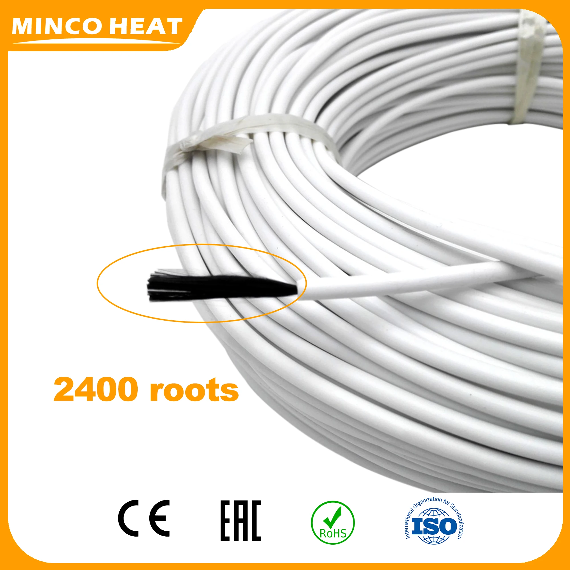 

Minco Heat 17Ohm/m Diameter 3mm/4mm 10~100 Meters Silicone Rubber Floor Heating Cables Wire 24K