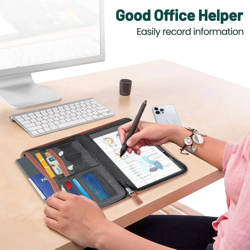 Padfolio Portfolio Organizer Binder Interview Resume Folder Zippered Business Portfolio Faux Leather Padfolio Portfolio Binder f