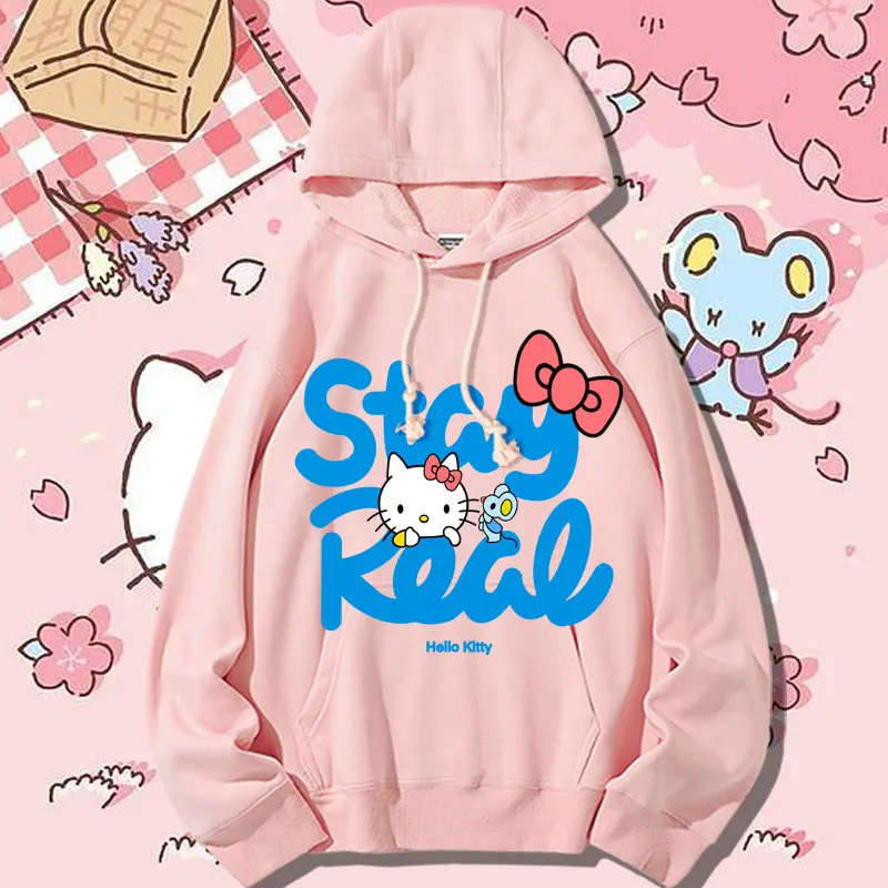 

HelloKitty Kitty Co branded Sweetheart Women's Hooded Autumn Small and Loose fitting Japanese Hong Kong style Coat Clothes