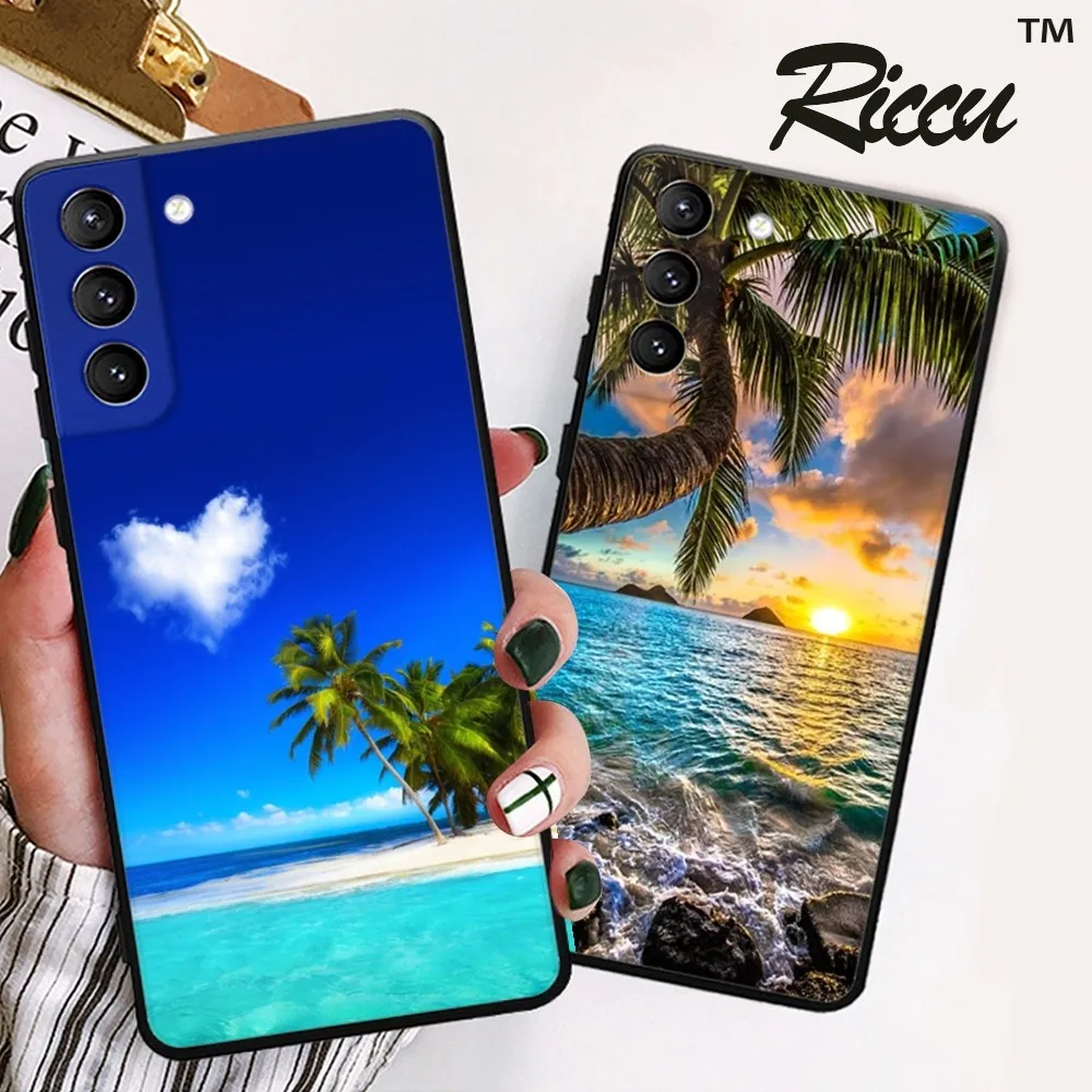 Summer Beach Hawaii Sea  Phone Case For Samsung Galaxy S22 23 21 S20 FE Ultra S10 S9 Plus S10e Note 20Ultra 10Plus Cover