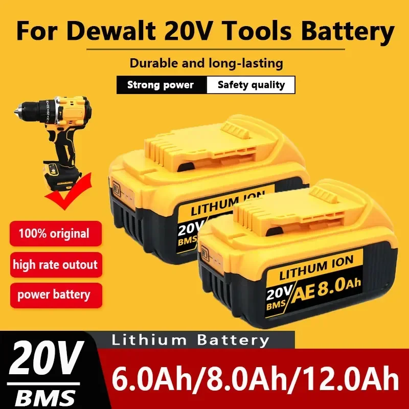 

Original DCB200 20V 8000mAh Lithium Batteries Rechargeable battery For Dewalt 18V DCB184 DCB182 DCB180 DCB181 DCB182 DCB201