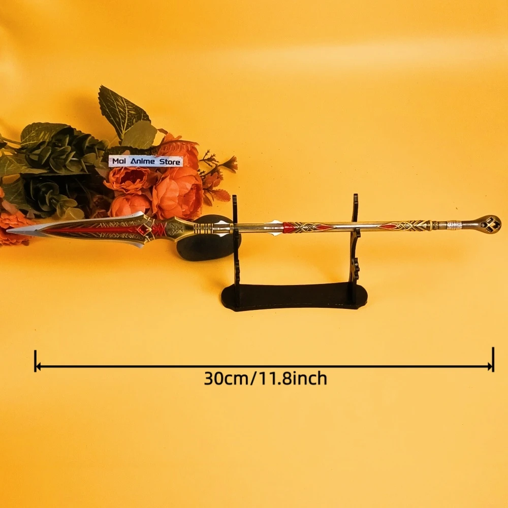 Espada de Damasco God of War Katana Kratos de 13,7 pulgadas y 35cm, espada de doble hoja, accesorio de Cosplay, juego 3A, tamaño Mini, Katana japonesa, juguete para regalo