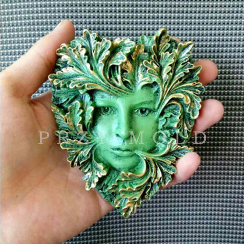 PRZY-Silicone Mold Leaf Man Avatar Leaves with Nut Face, Handmade Molds for Home Decoration, Handicrafts, Aroma Stone Molds