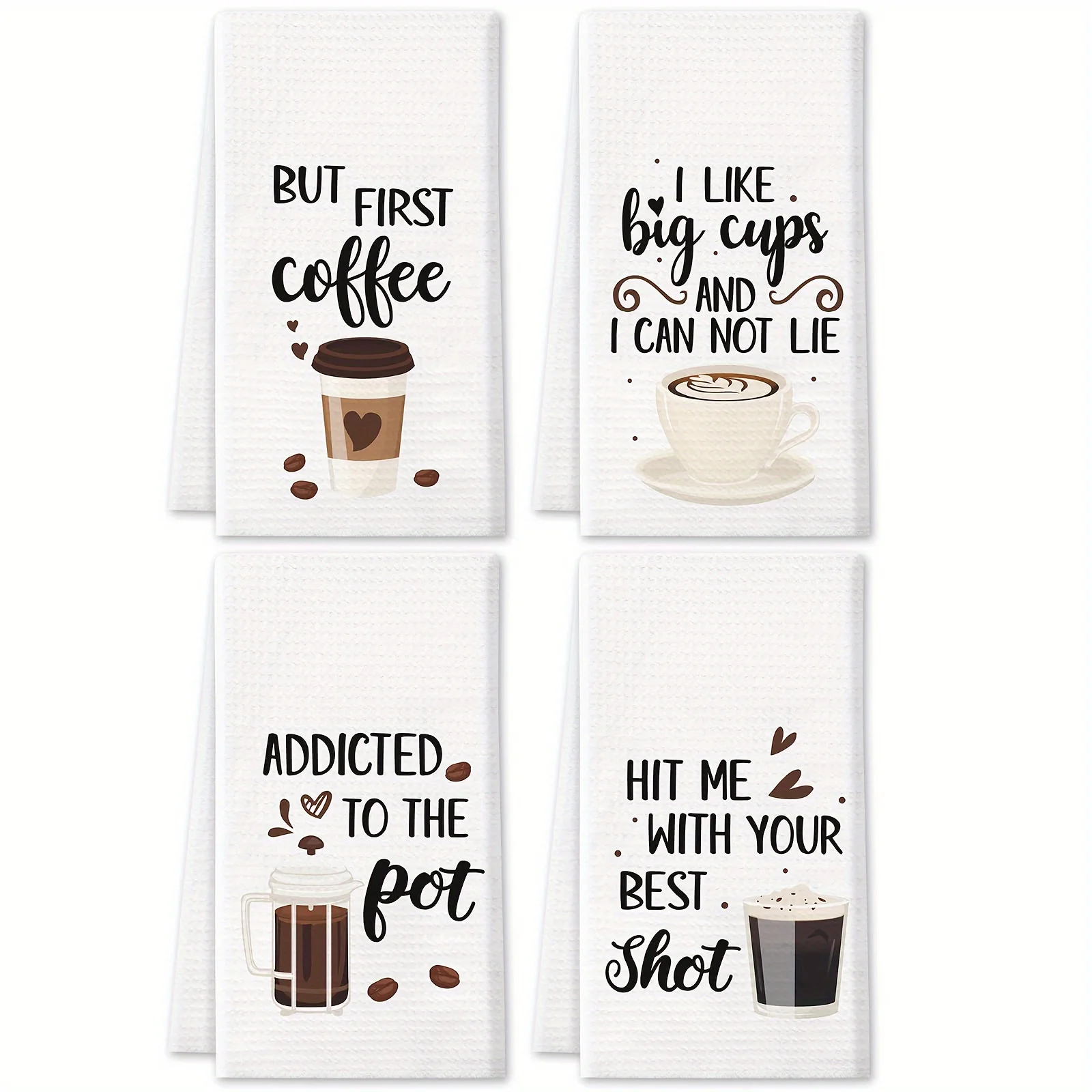 2pcs, Hand Towels, Coffee Theme Kitchen Towel, Coffee Pot Cup Pattern Decorative Dishcloth, Absorbent Tea Towel For Holiday, Kit