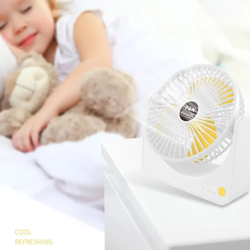 Mute Desktop Fan 2000mAh USB แบบชาร์จไฟได้ Desktop พัดลม 3 โหมดลมพัดลม USB แบบพกพาแบบพกพาสำหรับหอพักที่บ้าน N58D