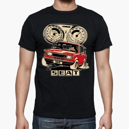 Venta caliente Vintage clásico España S E A T 124 pequeña familia coche camiseta. Nueva camiseta de algodón de manga corta con cuello redondo, Top informal para hombre