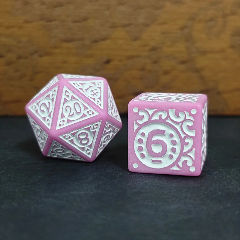 ألعاب النرد TRPG DND مجموعة النرد معظم البوب متعدد الألوان مذهلة نمط الخط الرجعية ونمط لعبة لوحة الترفيه التذكارية #5