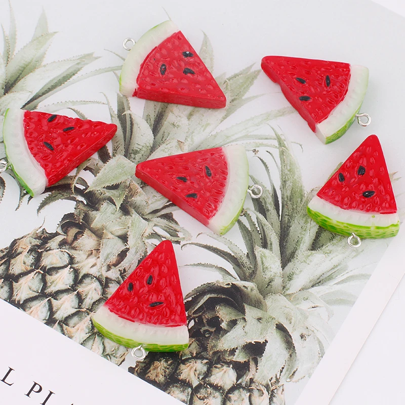 10pcs/lot resin fruit watermelon charms pendant for necklace bracelet earring Diy jewelry making accessories keychain findings