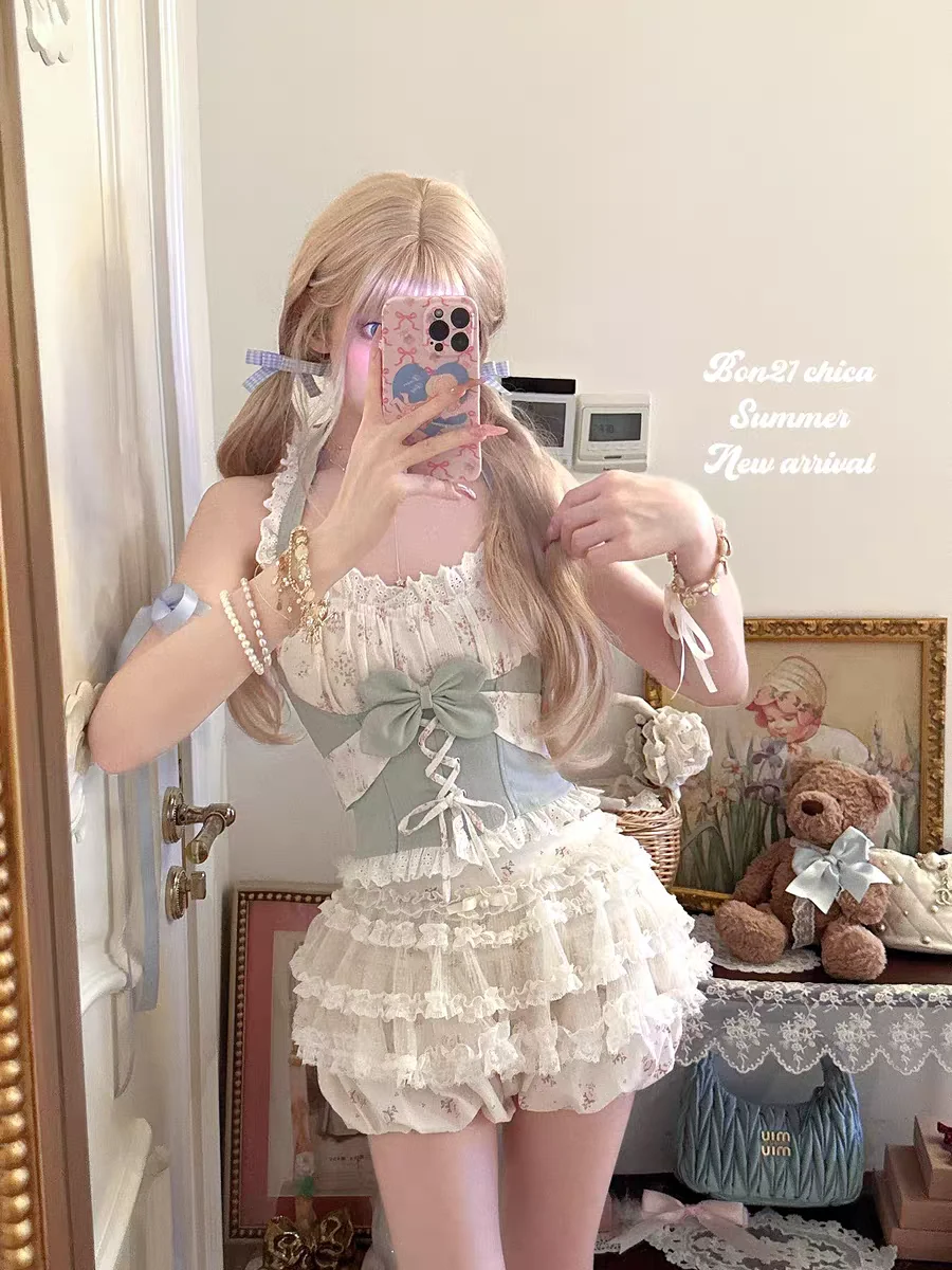 الأميرة الحلو لوليتا underwaist bobon21 ديزي العطر النمط الفرنسي مقوس دانتيل الأزهار المرقعة الرقبة حزام underwaist T2420