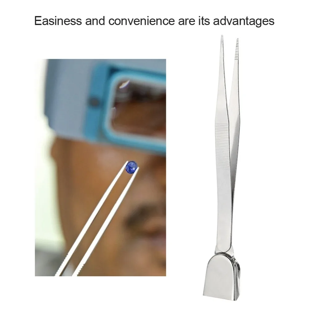 Practical Silver Jewelry Tool Tweezers Steel 16.2cm Length Scoop Shovel Bead Tweezers Jewelry Making