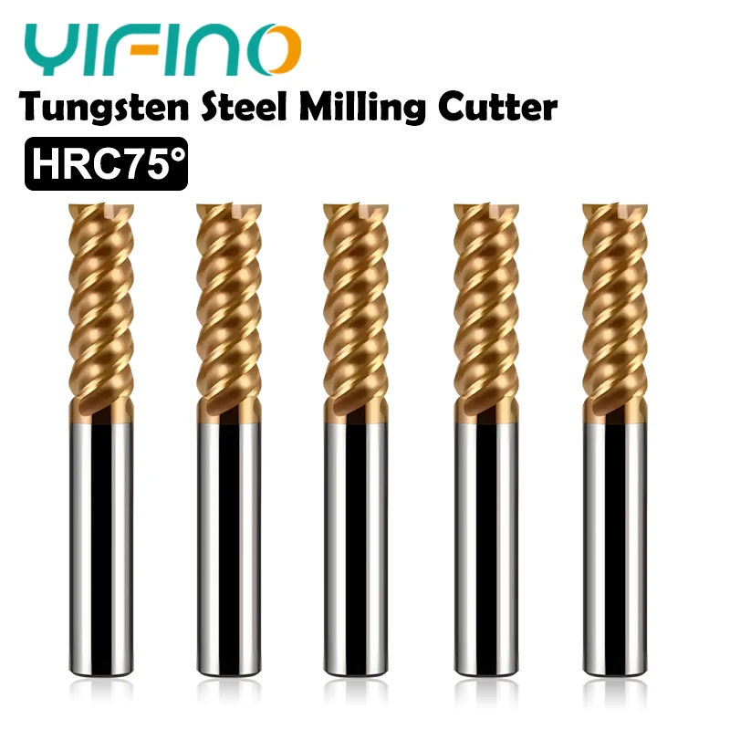 

YIFINO HRC75 4-Flate Special For Heat Treatment Quenching Materials Milling Cutter Tungsten Steel Carbde CNC Endmills Tools