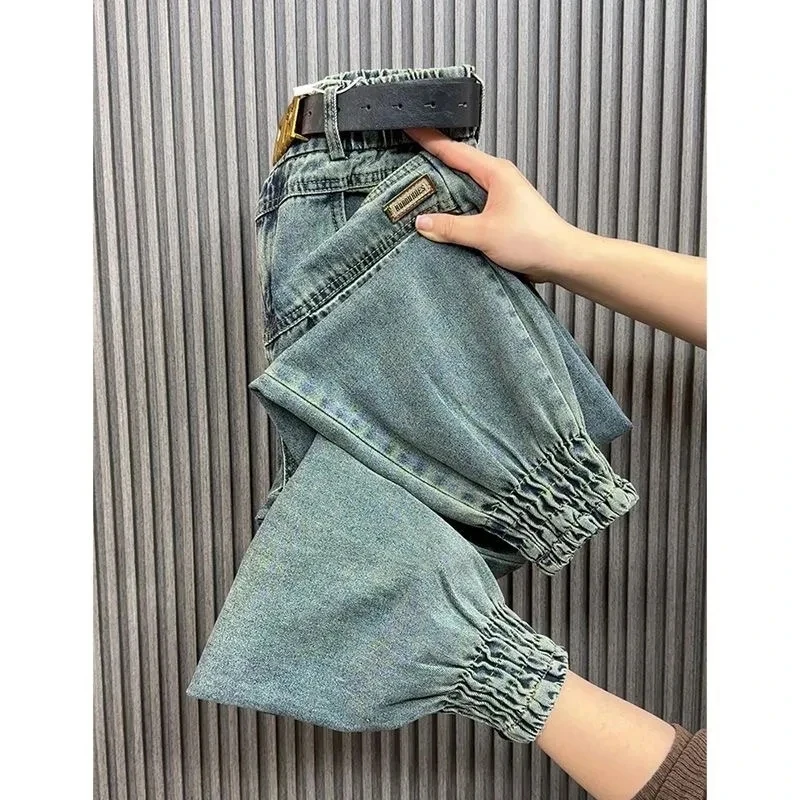 Pantaloni Jeans Harlan da donna primavera autunno pantaloni da donna versatili di moda pantaloni a cilindro dritti da Cowboy a vita alta Femme