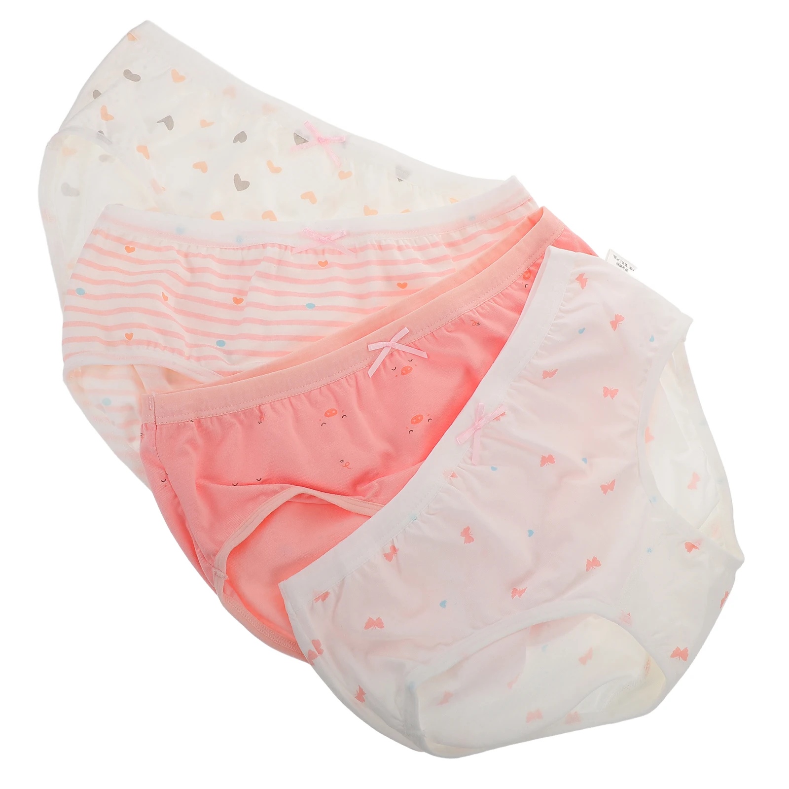 

4pcs Girls' Pure Cotton Underwear Soft Breathable Panties Adorable Designs Elastic Waistband Little Girls' Knickers
