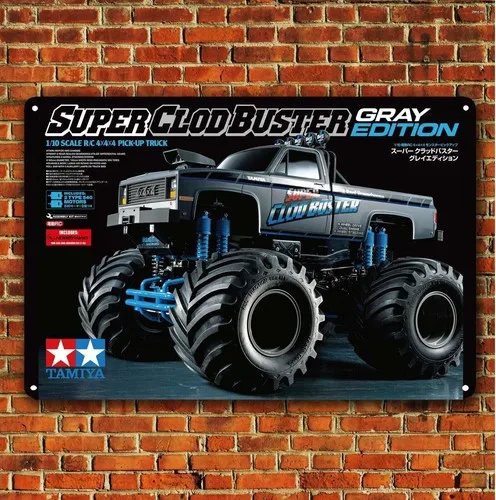 Metal Poster Vintage Rc Car Tin Sign Plaque Tamiya Super Clodbuster Boxart
