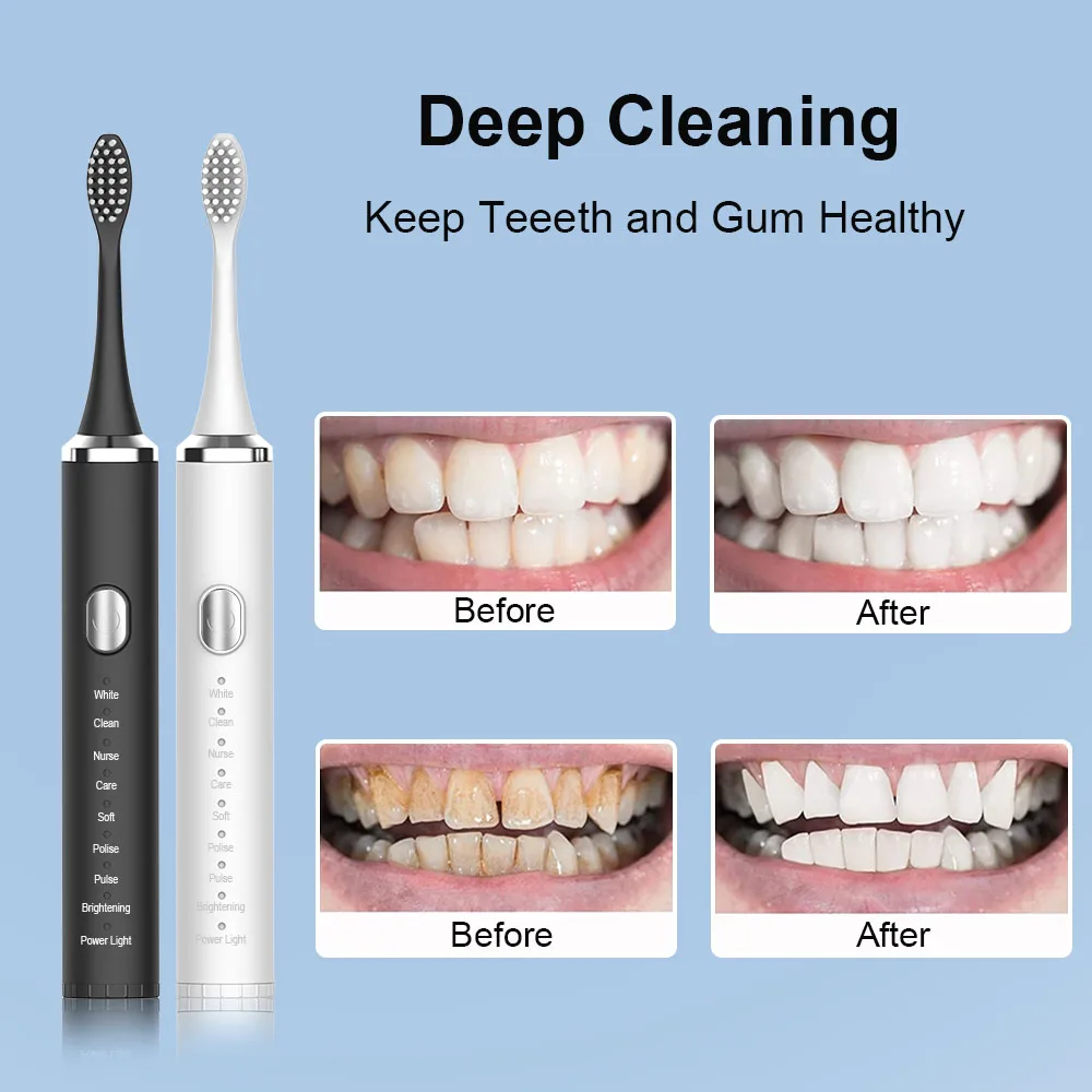 Electric Toothbrush For Adult Rechargeable Tooth Brushes Replacement Heads Washable Electronic Whitening Sonic Toothbrush