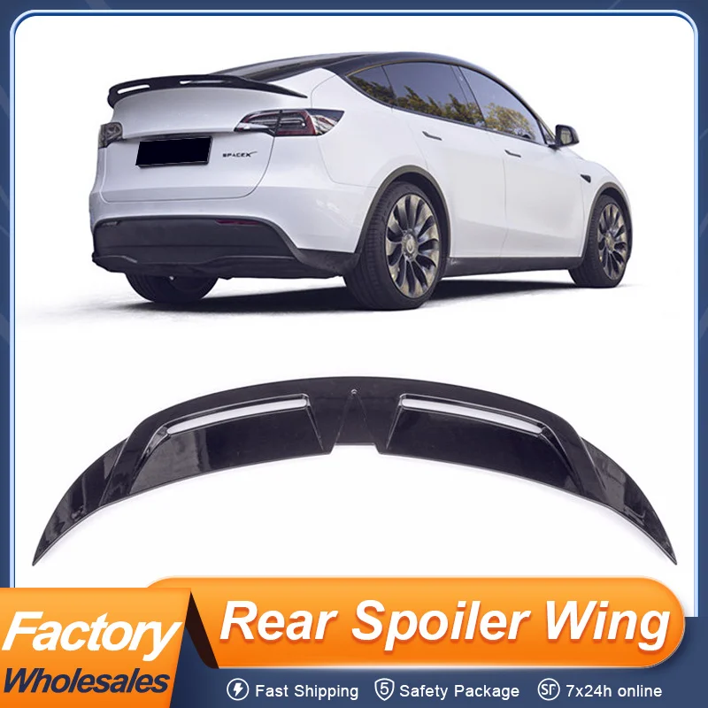For Tesla Model Y 2019 20 21 22 23 24 Rear Trunk Lid Car Spoiler Wing ABS Carbon Material Sport Exterior Upgrade Accessories