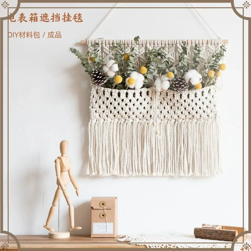 50x80cm Macrame Wall Hanging Storage Bag Cotton Rope Organizer Boho Nordic Room Decor Tapestry Net Pouch Wall Basket