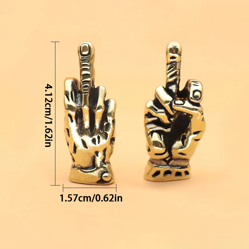 Copper Hand With Erect Middle Finger Up Statue Punk Style Vintage Brass Hand Miniature Ornaments Home Office Desk Decoration image 6