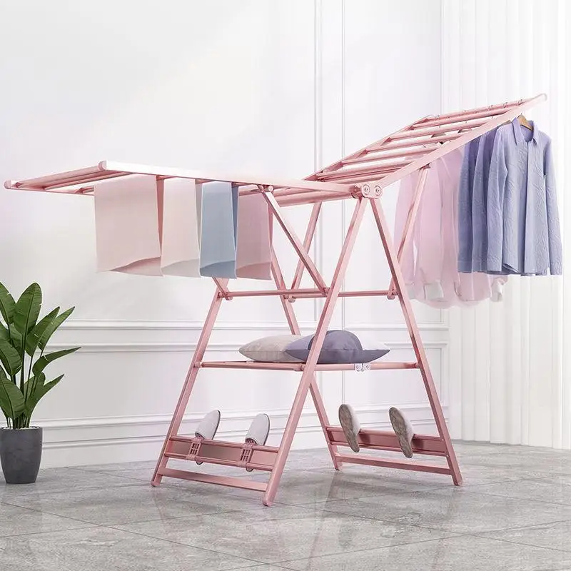 

Aluminum alloy floor drying rack foldable multi-function