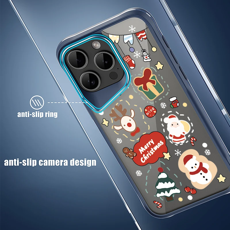 عيد ميلاد سعيد نمط قضية الهاتف آيفون 16 برو ماكس 16 15 14 13 برو ماكس 16 15 14 زائد للصدمات الاكريليك لينة غطاء إطاري #3