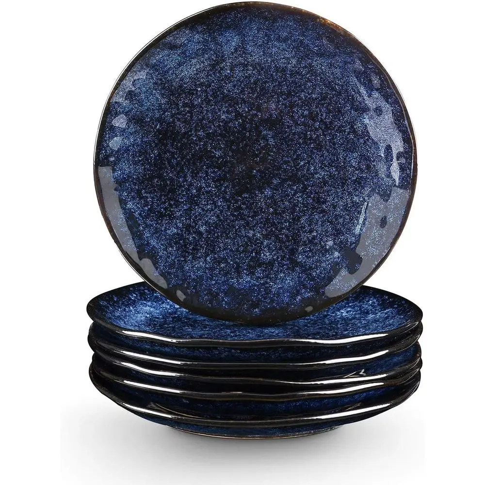 

Ceramic Dessert Salad Plates, 8 Inch, Set of 6, Round, Microwave, Oven, and Dishwasher Safe, Scratch Resistant, Porcelain Fluted