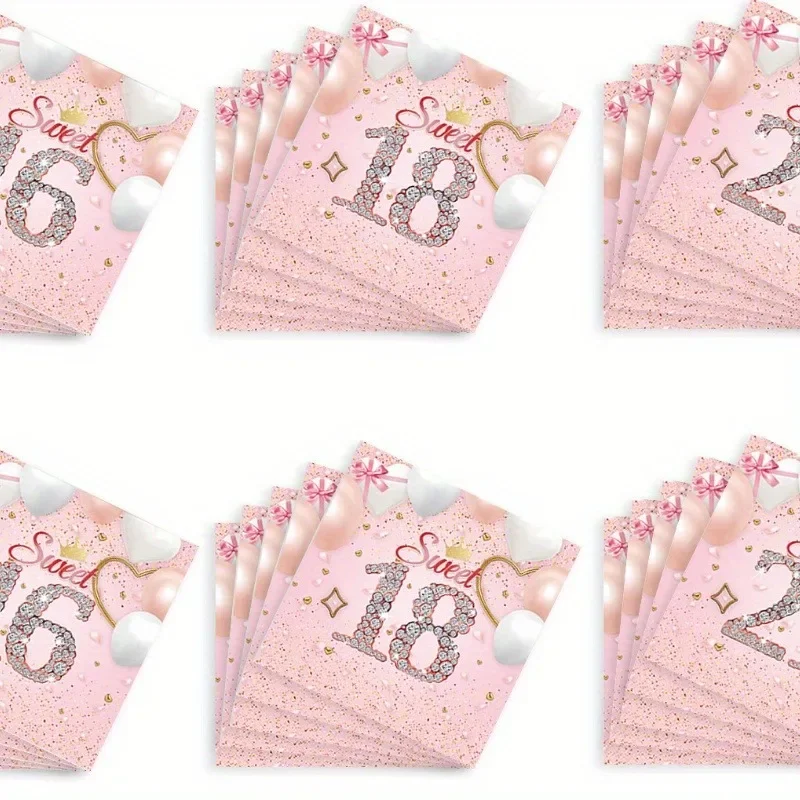 Sweet 18 Balloon Celebrated Element Disposable Napkin for Party Dinner Table Setting 33*33cm Paper Placemats Square Tissue