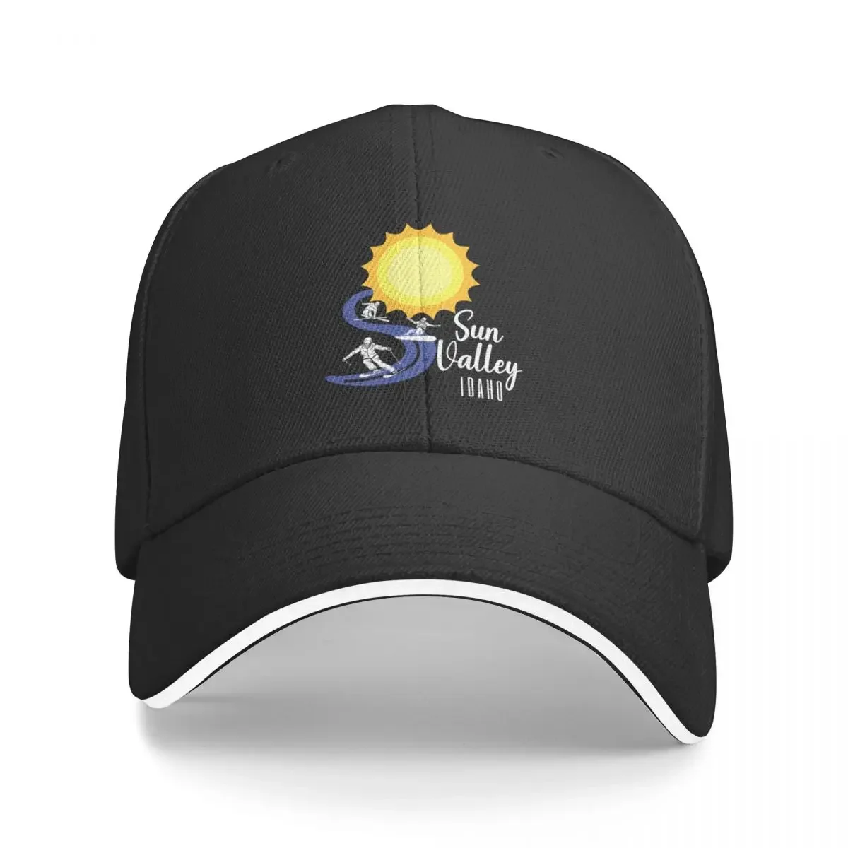 Sun Valley, Idaho. White text. Gift Ideas For The Ski Enthusiast. Baseball Cap Hat Man Luxury derby hat Male Women's