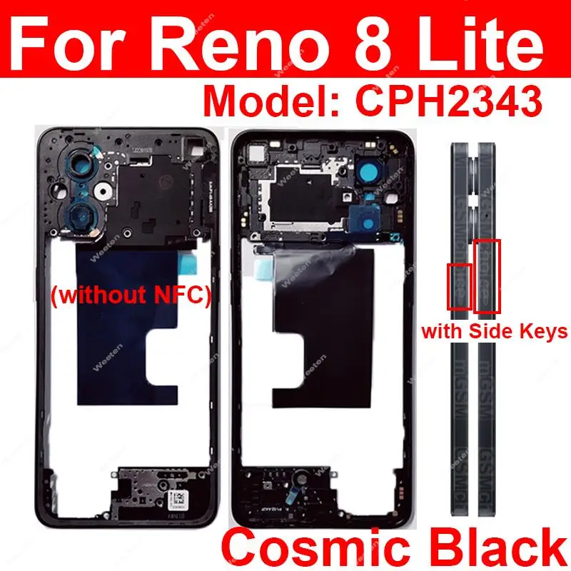 Middle Frame Housing For OPPO Reno 7 Lite 8 Lite 7Z CPH2343 5G Middle Case With Side Keys Replacement