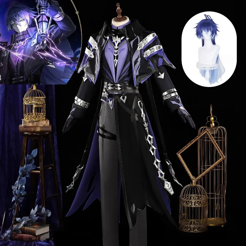 

Genshin Impact Kyryll Chudomirovich Flins Cosplay Costume Uniform Props Wig Suit for Men Halloween Anime Party Roleplay Outfits