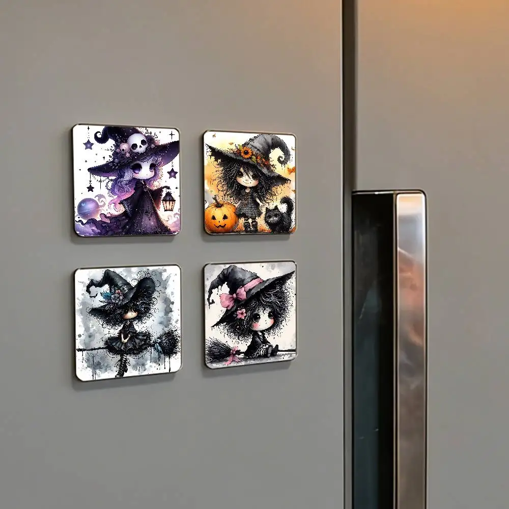 Cute Little Witch Halloween Refrigerator Magnets For Dishwasher/ Refrigerator/ Freezer, Whimsical Kitchen Decor