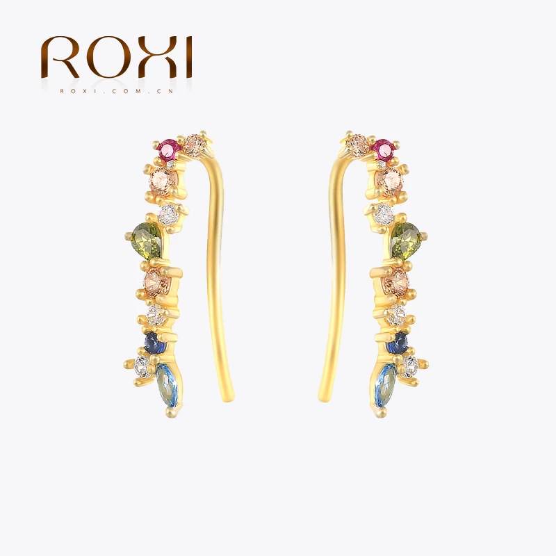 ROXI ผู้หญิง Charm ต่างหูคริสตัลหู Cuffs หูต่างหูแบบหนีบลวดต่างหูเม็ดกลมบุคลิกภาพอเนกประสงค์โลหะผสมเครื่องประดับ