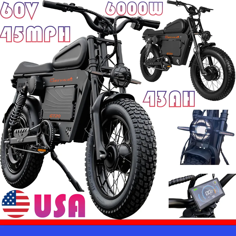 2026 6000W Electric Bike 45MPH, 60V Battery, 200KM Range Youth & Adult CHEEVALRY
