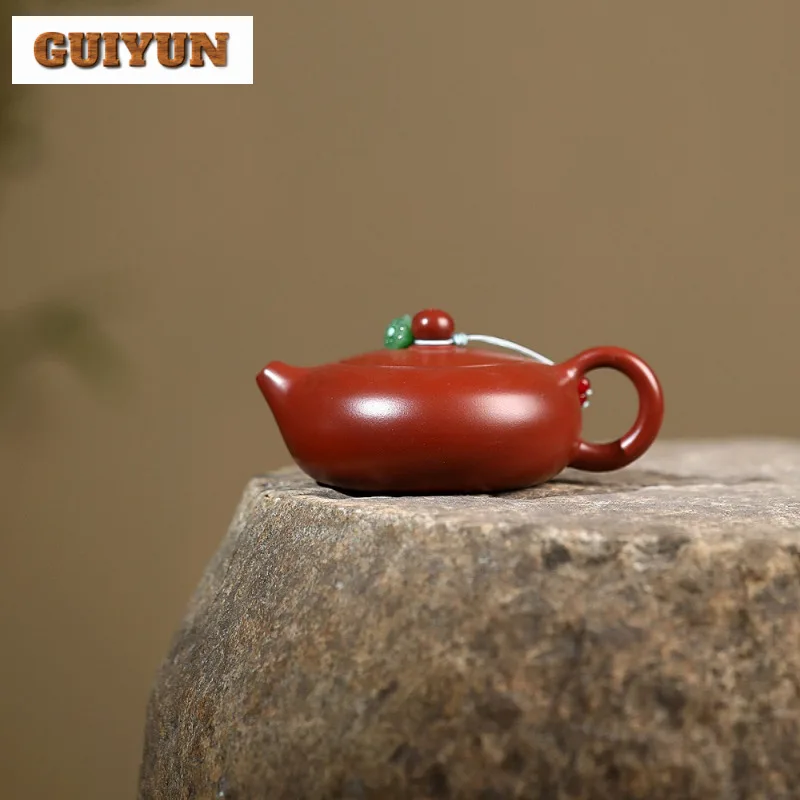 

160 мл Изысканные фиолетовые глиняные чайники Исин ручной работы, плоская крышка для карт Xishi, горшок с необработанной рудой, грязевой чайник Дахунпао, китайский чайный сервиз Zisha