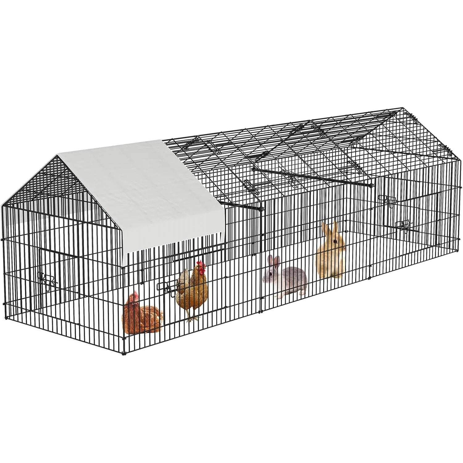 

Large Metal Chicken Coop 130x40x40 inch Portable Chicken Run With Waterproof Cover Indoor Outdoor Chicken Coop Run Pet Playpen